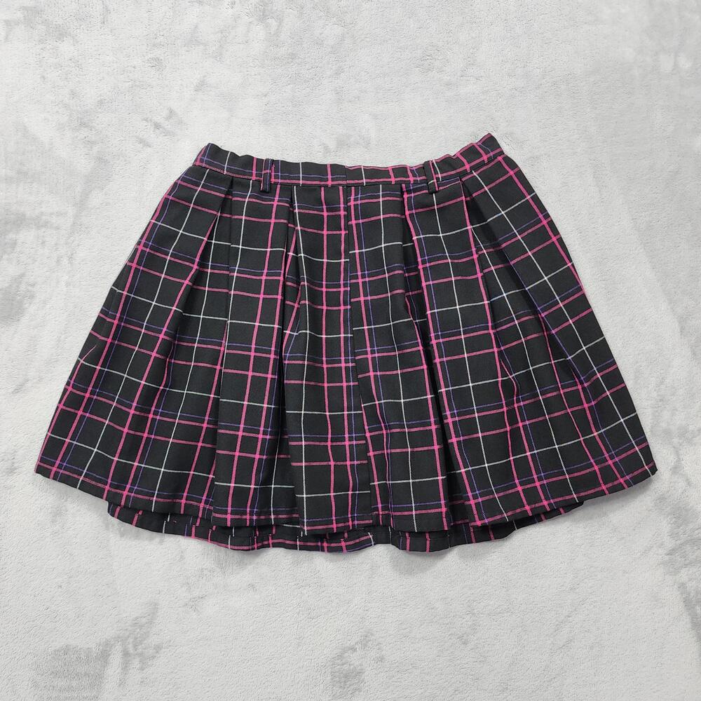 Hot Topic Skirt Womens M Black Pink Purple Plaid Pleated Mini Twill Goth Punk